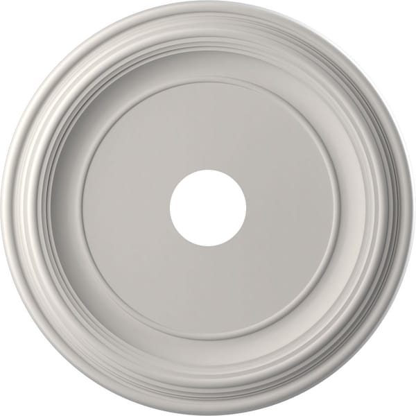 Ekena Millwork Traditional PVC Medallion (Canopies up to 11 1/2"), 19"OD x 3 1/2"ID x 1 1/2"P, Satin Blossom White CMP19TRGBW - main